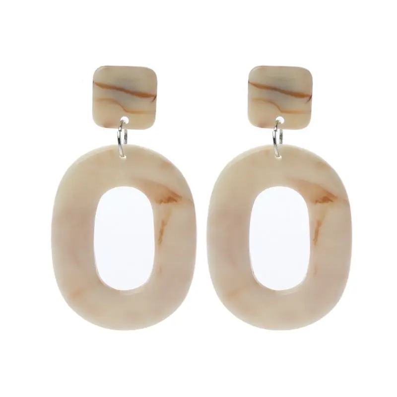 

Tortoiseshell Oval Geometric Acetic Acrylic Statement Drop Earrings for Women