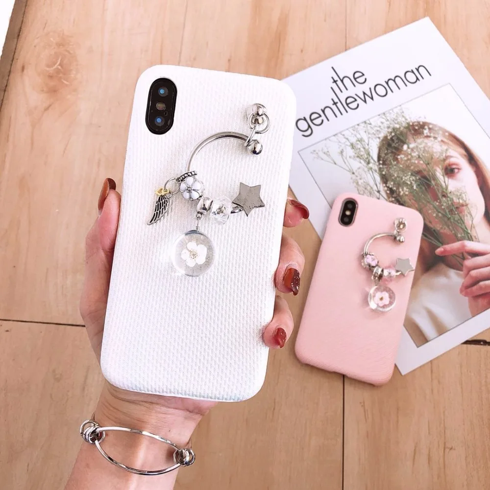 

Floral Cute Semicircle Star Crystal Flower Pendant Cover for Apple iPhone 6 6 6S 7 8 Plus X XR XS Max Soft mobile phone Case