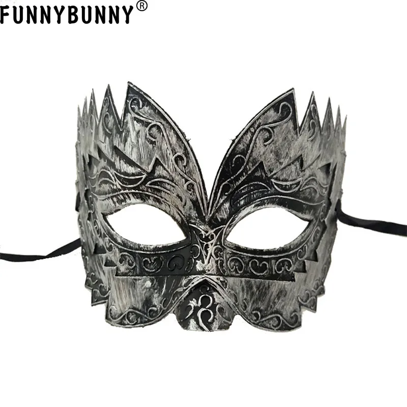 

FUNNYBUNNY Mens Masquerade Mask Greek Roman Party Mardi Gras Halloween Mask PVC Adults Upper Half Face Christmas