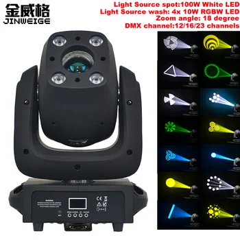 

Free Shipping 2019 100w Spot Moving Head Lighting LED DJ Light Rainbow-flow Effect DMX512 Control 4x 10W RGBW LED Wash Light