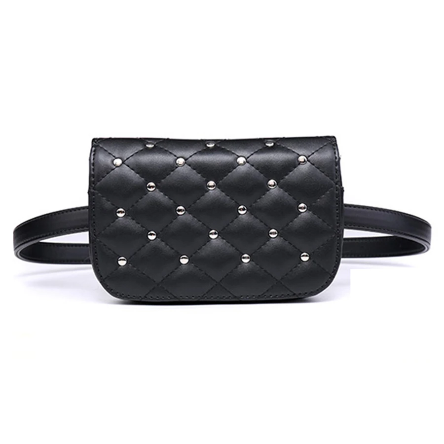 2018 New Rivets Waist Bags Pu Leather Women Designer Fanny Pack Fashion Belt Bag Female Mini