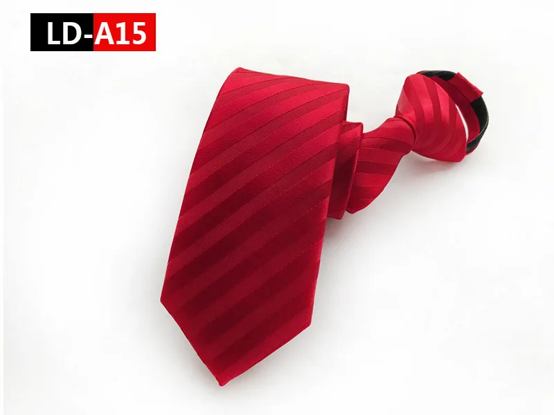8 см галстук Мужская молния Галстуки красный черный синий сплошной цвет ленивый галстук легко тянет веревку галстук полосатый галстук