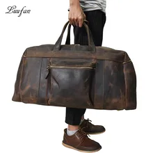 Винтаж из натуральной кожи Для мужчин Дорожная сумка большая емкость Прочная Повседневная Crazy horse кожа путешествия вещевой мужской выходные сумка