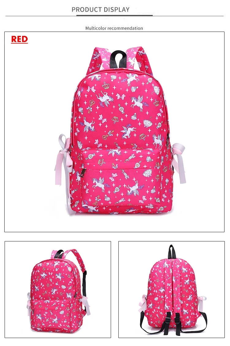 Милый рюкзак с единорогом для женщин Mochila нейлоновый рюкзак с 3D мультяшным принтом школьная сумка для девочек брендовая сумка для книг дорожная сумка Sac A Dos