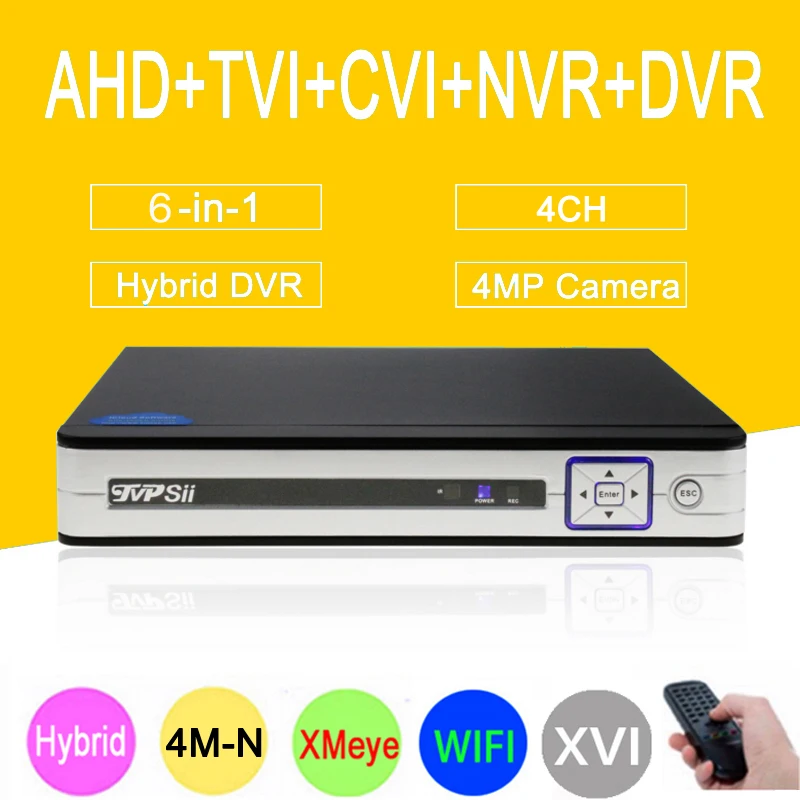 

4MP Surveillance Camera Silver Panel Hi3520D Xmeye 4CH 4Channel 6 in 1 Coaxial Hybrid NVR XVI TVI CVI AHD DVR Free Shipping