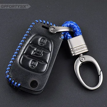 

Leather car key fob cover case Keychain for Kia RIO K2 K5 Sportage Sorento Ceed For Hyundai i20 i30 i35 iX20 iX35 Solaris Verna