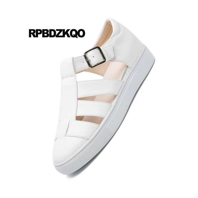 Formateurs Sneakers Évider Chaussures D'été Appartements Bout blanc Argent Respirant Pas Cher Sandales Argent Blanc Rond Femmes Dames 2018 Chine BqwYgw6pA