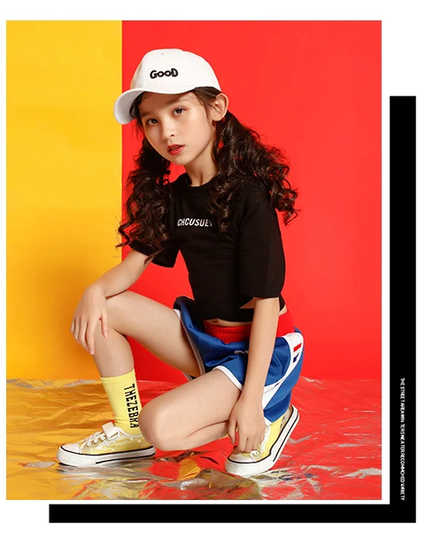 Girls boutique outfits 4 6 8 10 123 14 16 18 Years hip hop T shirt dance costume kids jazz girls summer clothes Girls set 140 (10)