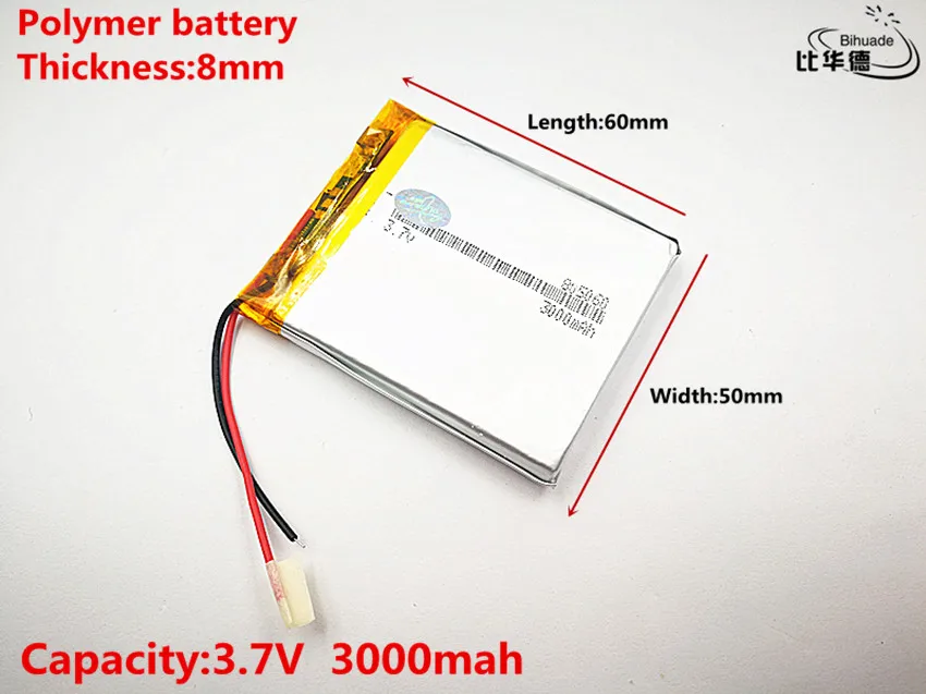 Литиевая батарея хорошего качества 3,7 V, 3000 mAH, 805060 полимерный литий-ионный/литий-ионный аккумулятор для игрушки, POWER BANK, gps, mp3, mp4