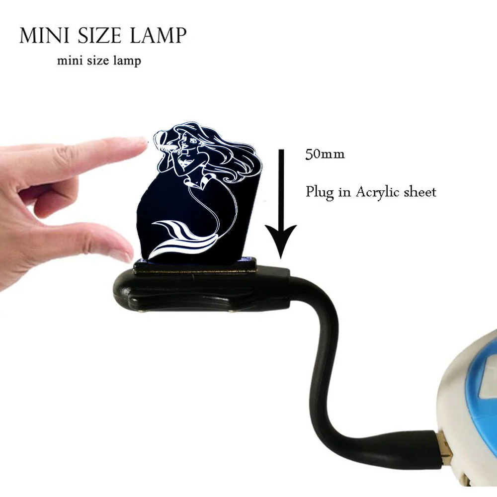 3d лампа с иллюзией мультфильма Красивая маленькая Русалка цветная меняющая свет