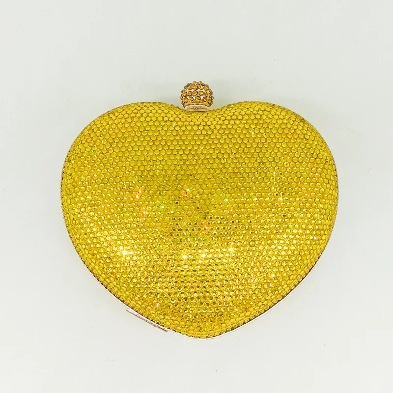 Women's Cute Heart-shaped Day Clutch with Clear Rhinestones, Evening Handbags with Detachable Chain, Messsenger Bag Women's Cute Heart-shaped Day Clutch with Clear Rhinestones, Evening Handbags with Detachable Chain, Messsenger Bag