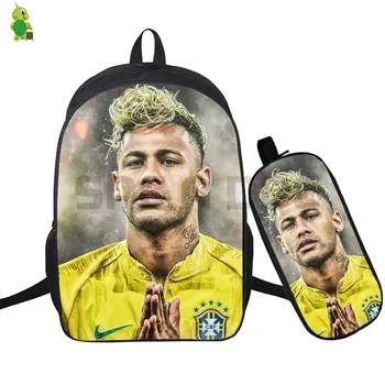 

Mochila Neymar Backpack 2 Pcs/Set School Bookbags for Teenage Boys Girls Pencil Case Women Makeup Bags Travel Laptop Backpack