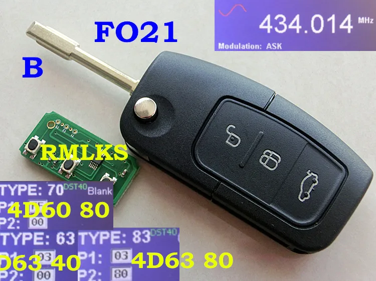 Складной пульт дистанционного управления RMLKS для Focus Mondeo C Max S Galaxy Fiesta 315 МГц 433 4D63