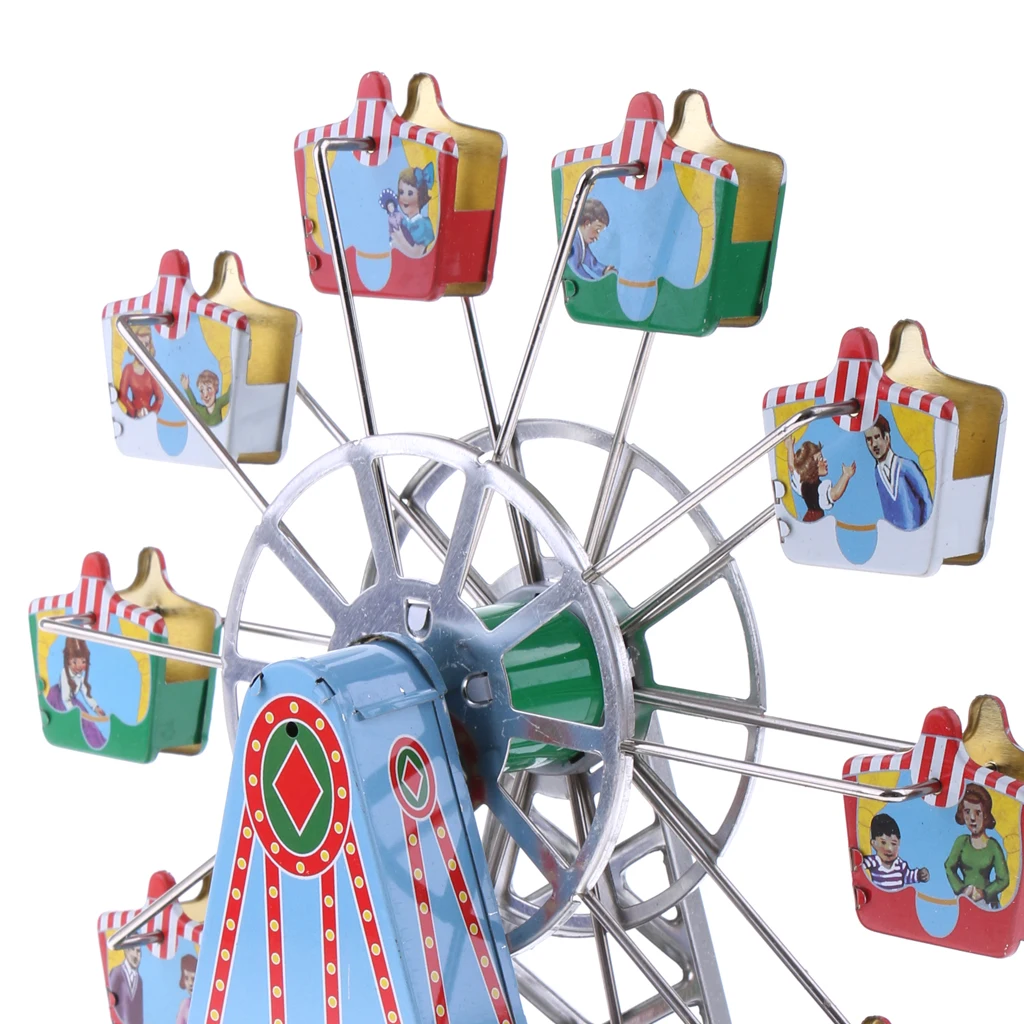 Винтажное колесо обозрения+ самолет карусель башня ветер-вверх Заводной оловяный игрушки подарки