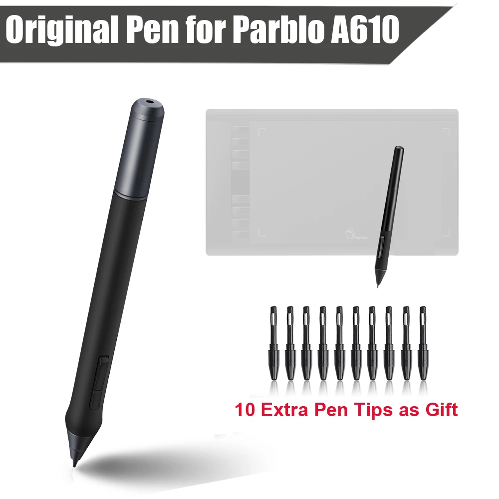 Economici Penna digitale Ricaricabile (+ 10 Punte di Penna come Regalo) per Parblo A610 Tavoletta Grafica Tavolo Da Disegno Pittura Pad Bordo P0025136