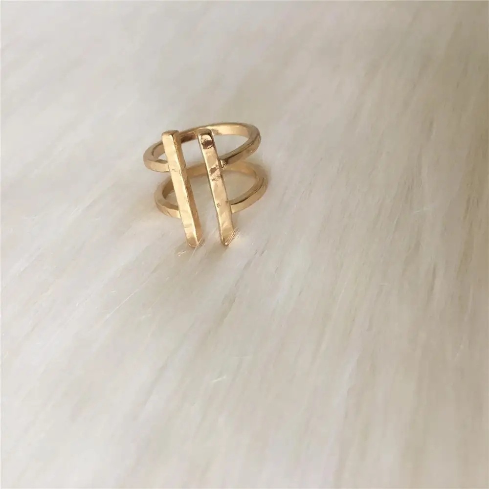

Gold color hammered rough ring for unisex