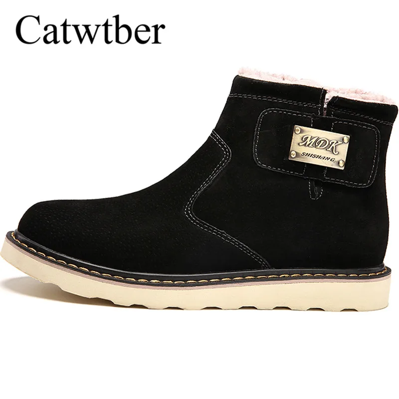

Catwtber Outdoor High Quality 2018 New Men Winter plush Fur Comfortable Boots Snow Boots High Top Ankle Martin Casual Walking