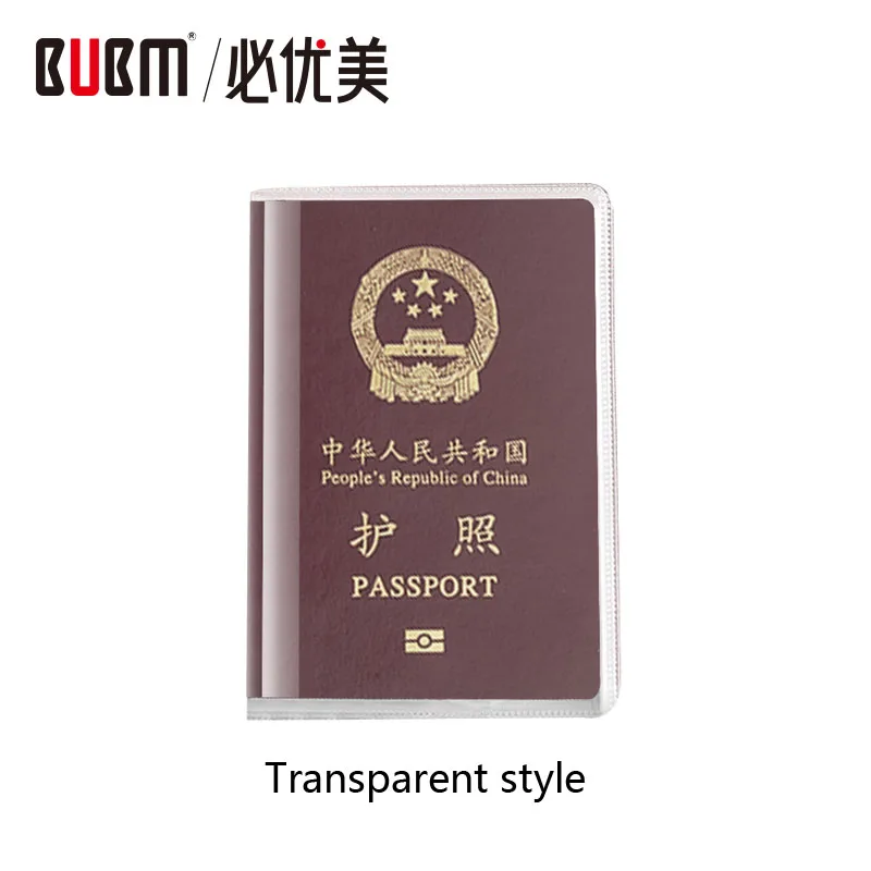 Transparent style BUBM дорожный водонепроницаемый ПВХ чехол держатель для паспорта Прозрачная Обложка для паспорта ID карты рукав Аксессуары для путешествий - Цвет: Transparent style