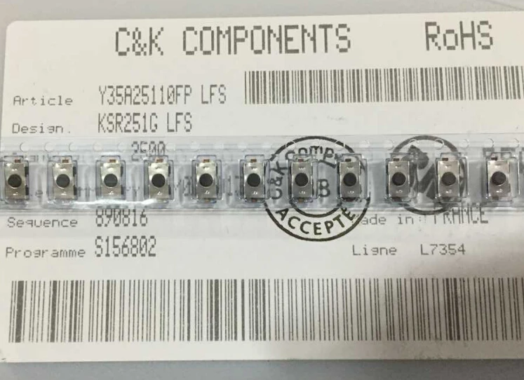 

C \u0026 amp; k / ITT KSR251G SMD tact switch 3 * 6 * 2.5 soft buttons dust normally open