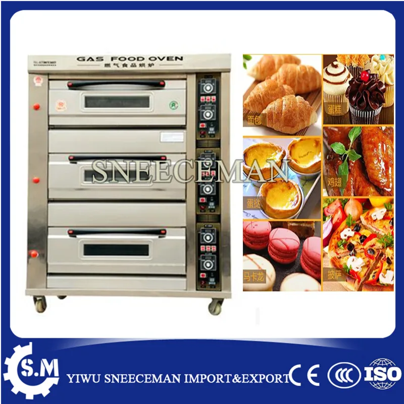 

3 layers 6 trays gas bread deck oven bakery oven prices baking pizza machine