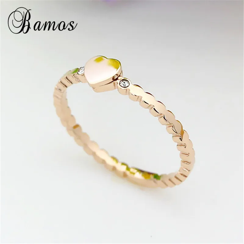 

Bamos Dainty Heart Stainless Steel Rings For Women Simple Stackable Thin Knuckle Ring Fashion Summer Jewelry Accessories
