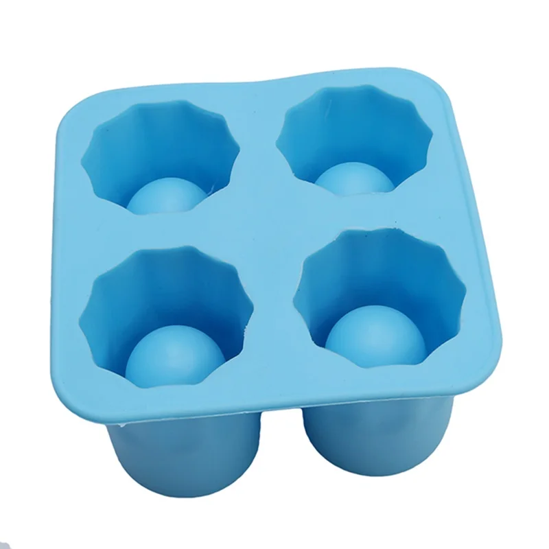 Creative 4 Cup Shaped Silicone Ice Cube Glass Freeze Mold Glass Freeze Mold Maker Ice Cream Tools Bar Tools Ktchenware