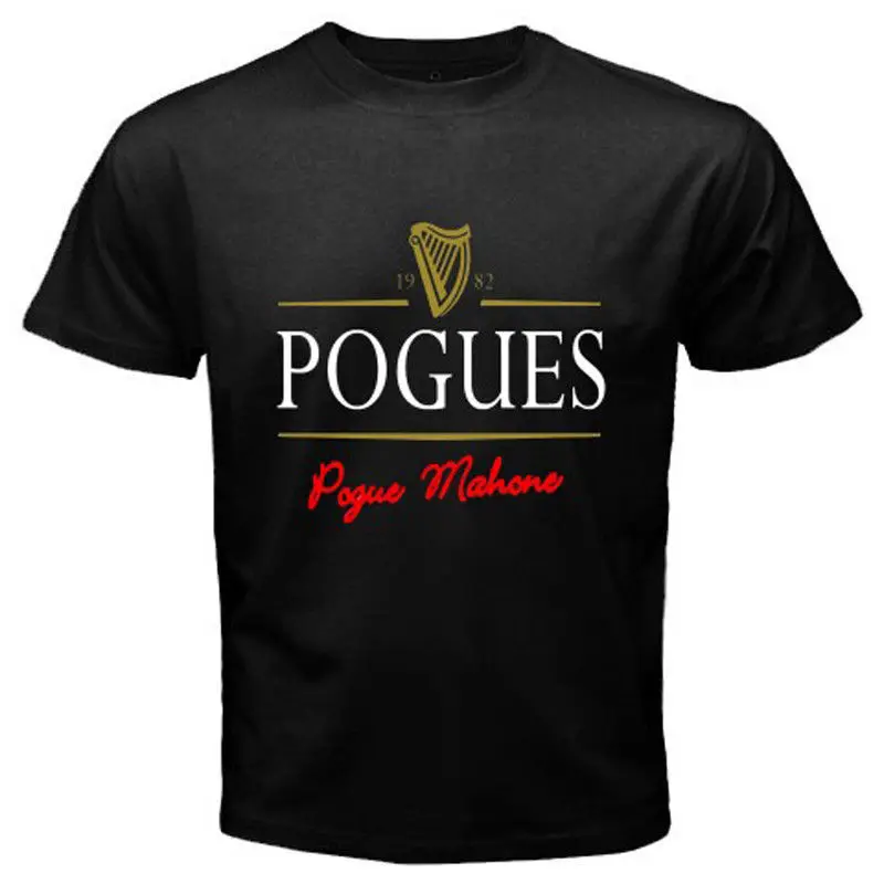 Gildan Новый POGUES уникальный логотип панк ирландский рок группа Черная Футболка