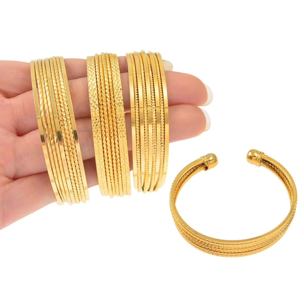 

Anniyo (ONE PIECE)Dubai Style Bangles Gold Color Jewelry Ethiopian/African Bracelet for Women Wholesale Accessories #056002