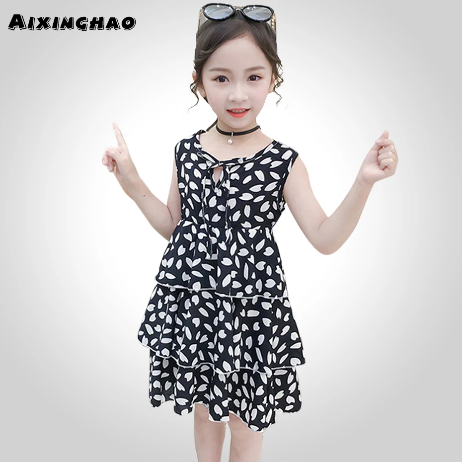 

Dress For Girls Dot Pattern Kids Dress Sleeveless Children Party Dress Teenage Clothing For Girls 6 8 10 12 14 Year