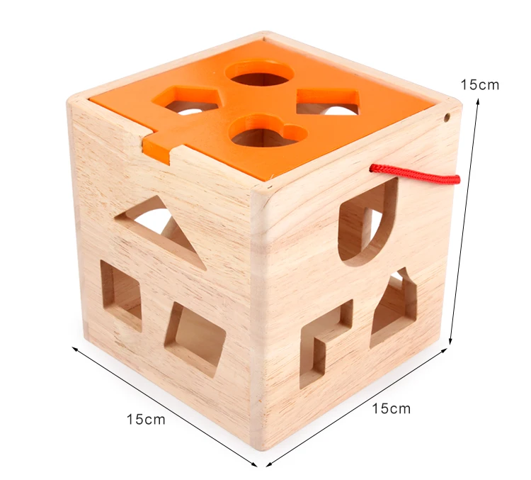 Форма сортируя кубик классические деревянные игрушки, развивающие игрушки, легко для захвата Форма s, крепкая деревянная конструкция 13/16/17 шт 5,5 ″ H
