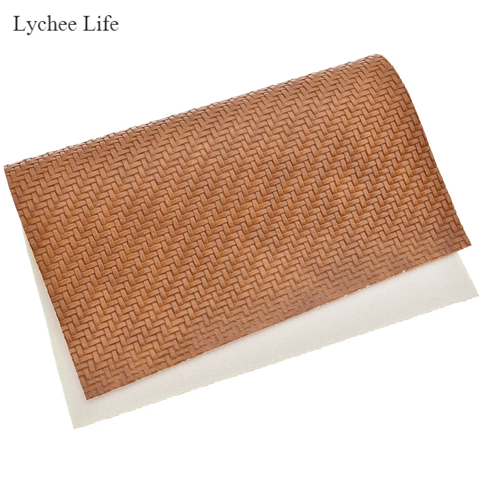 brown Lychee Life A4 21x29 см искусственная Синтетическая кожа тисненая ткачество, зерно, кожа для шитья, сумки, луки, товары для рукоделия - Цвет: brown
