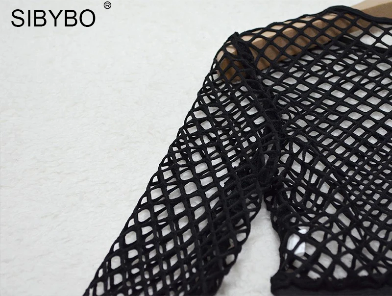 Sibybo, сексуальный черный сетчатый женский комбинезон из двух частей,, прозрачный тонкий облегающий комбинезон, Летний комбинезон, женский комбинезон