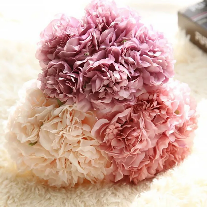 

Artificial Peony Flower Silk Floral For Home Office Decor Party Festival Weeding Decoration Elegant Style