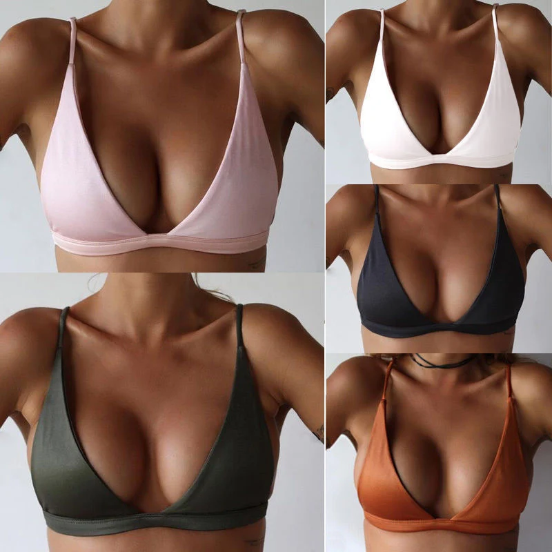 

Sexy Spaghetti Strap Backless Solid Color Women Bikini Top Summer Beach Swimsuit Swimwear Two-Piece Separates Swim Top