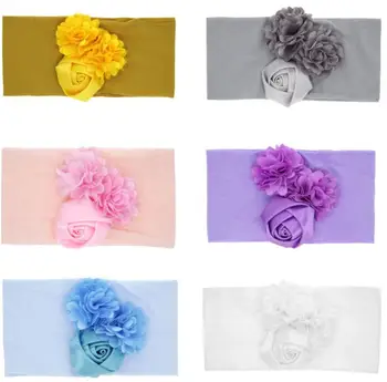 

6color Fashion Baby Nylon Bow Headband Newborn Bowknot Round Ball Headwrap Girl Kids flower Hair Band Party Hair Accessories