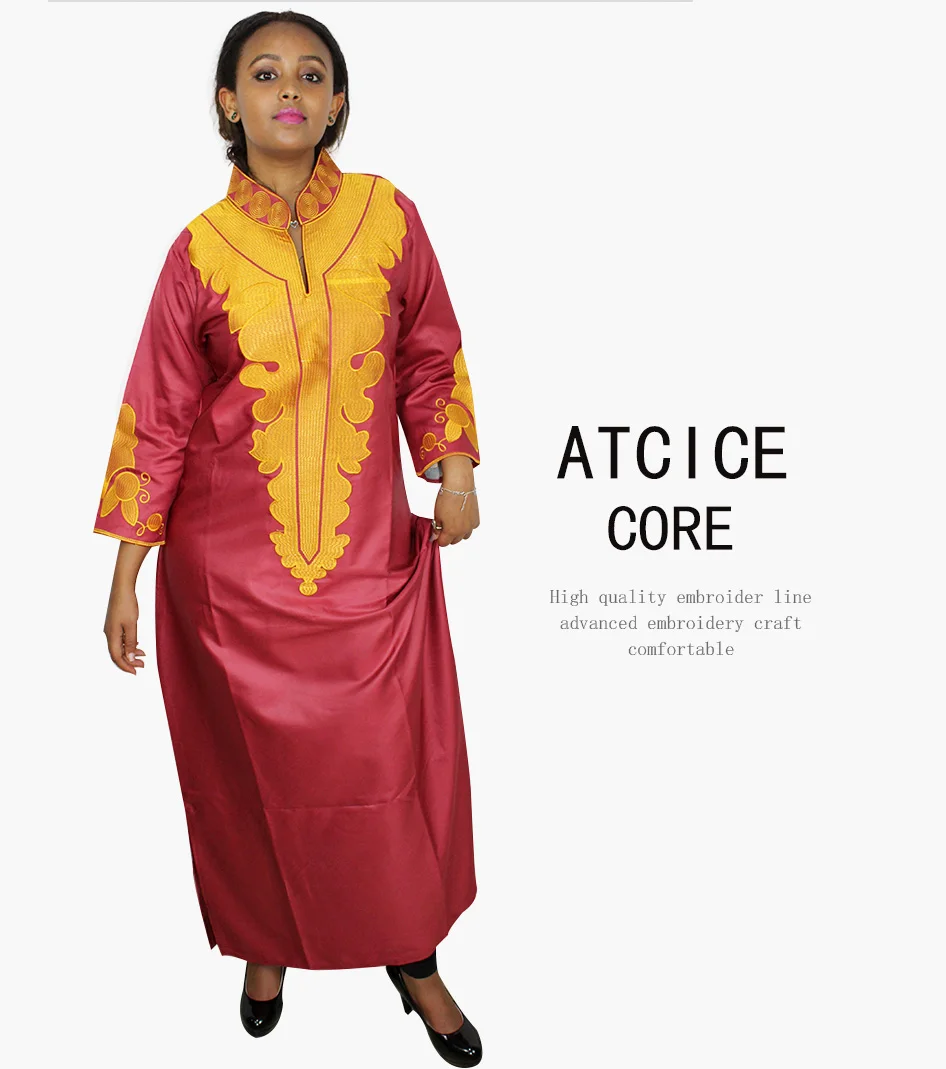 African Dresses For Women Dashiki  Dresses Bazin Riche Traditional African Clothing Long Sleeve For Ladies Without Scarf  LA018# african traditional attire