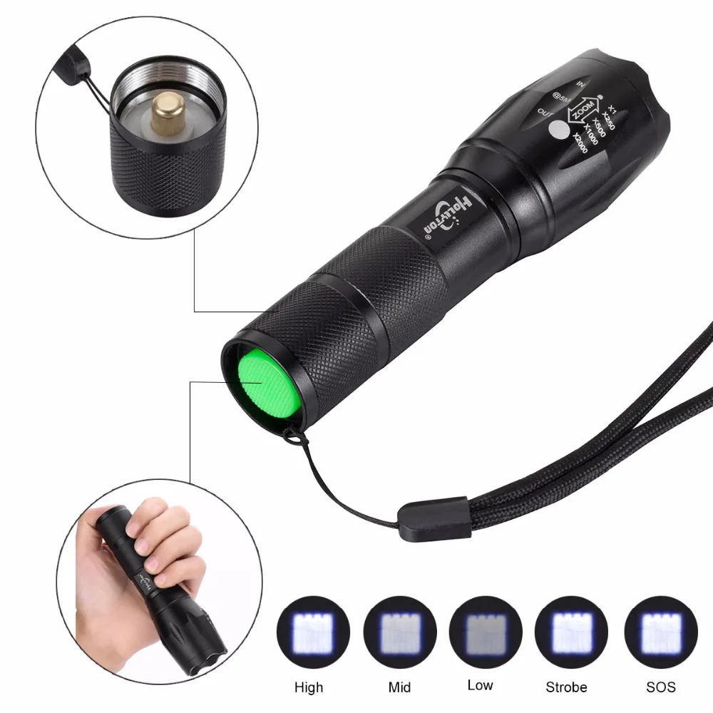 CREE XM L T6 светодиодный фонарик 5 режимов супер яркий 18650/AAA мощный масштабируемый