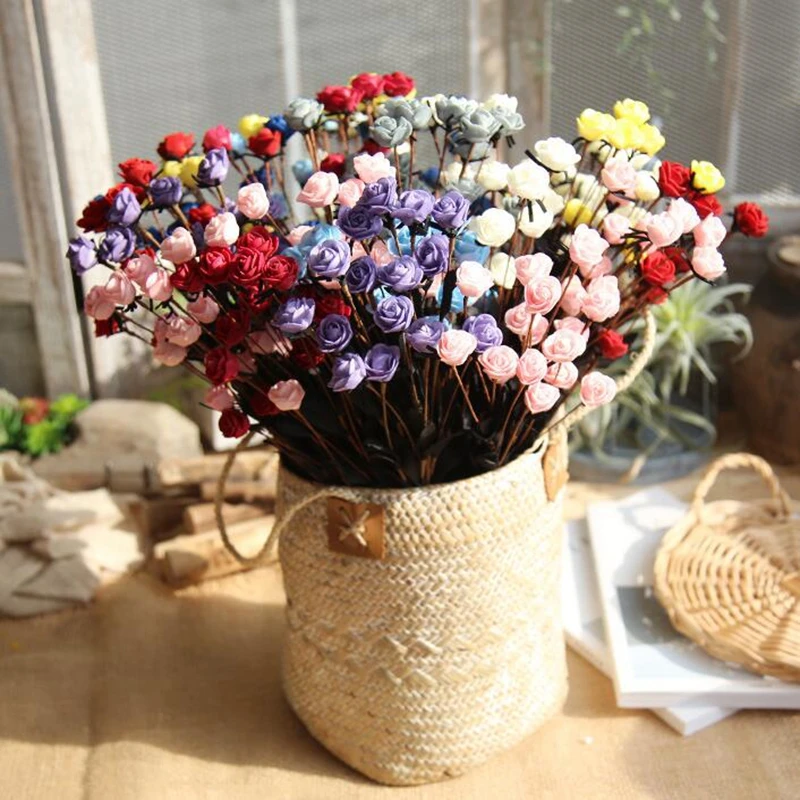 

1 pc PE Mini Rose Autumn Artificial Flower Silk Rose Fake Small Flower Artificial Flowers for Wedding Party DIY Wreath Mini Rose