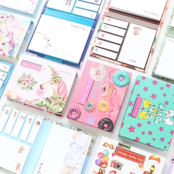 

Domikee cute cartoon unicorn sticky notes set book kawaii school student adhesive tag label memo pad sticker gift stationery