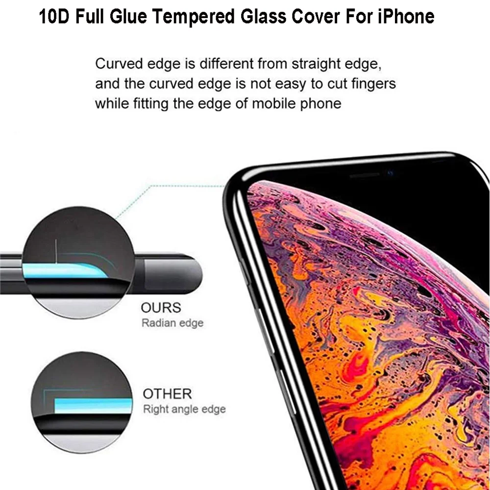 Защитное стекло пленка для iPhone 6s 6 7 8 plus 10d Защитная экрана aiphone x xr xs max закаленное