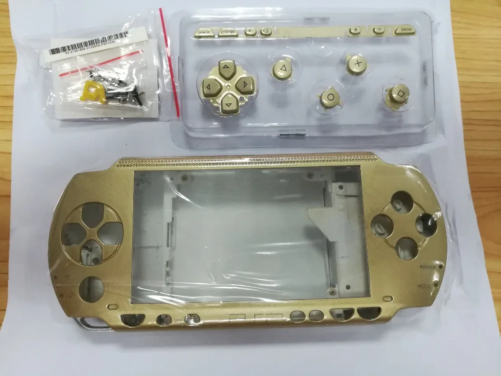 Gold Color Full set Housing Shell Cover Case Replacement for PSP1000