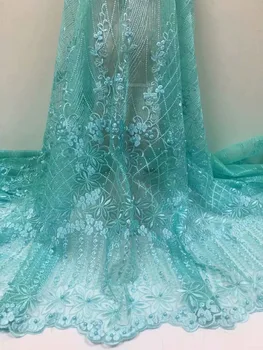 

NEW African Lace Fabric 2019 High Quality Lace Fabric 3 D Flower Beautiful Applique Beaded Lace For Nigerian Wedding Dress YYZ00