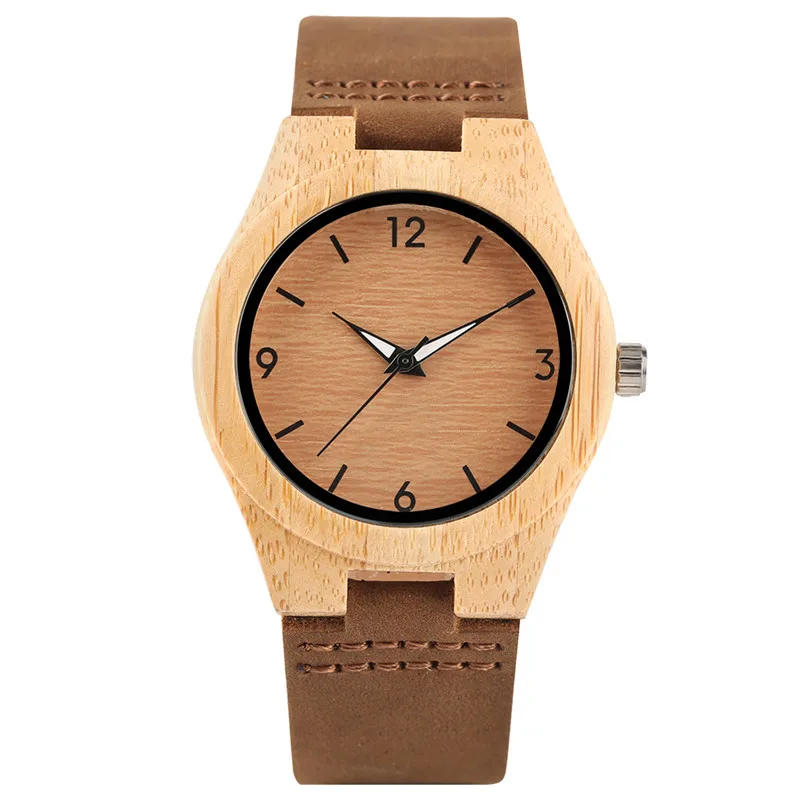 

Minimalist Bamboo Watches Lady Wood Wrist Watch Trendy Genuine Leather Quartz Clock Cute Girl's Gift YISUYA relogio de madeira