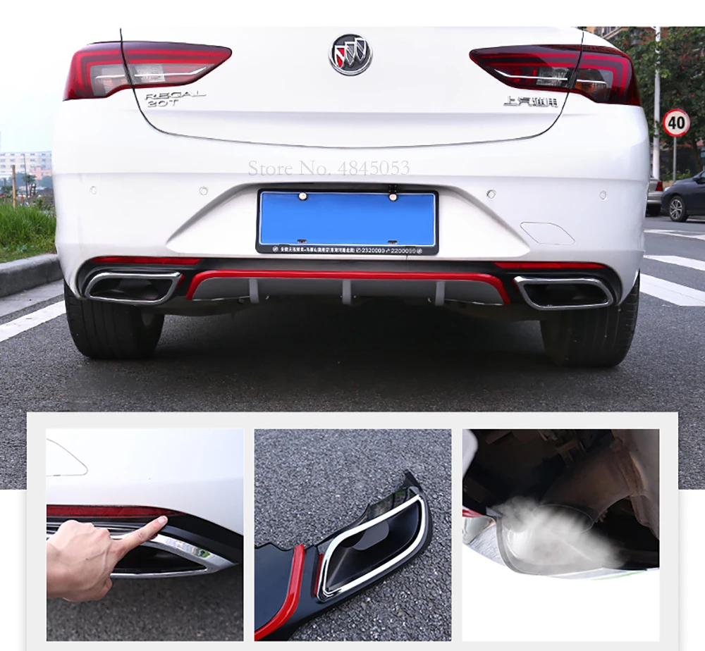 For Buick Regal ABS Plastic Rear Lip Spoiler Diffuser Bumper Guard Protector Skid Plate Cover Car Styling 1Pcs