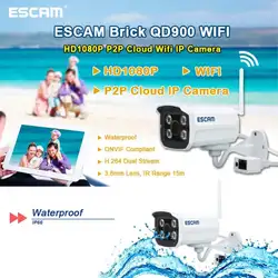 ESCAM 1080 P кирпич QD900 WI-FI 2MP Full HD Беспроводной сеть ИК-Пуля IP Камера день/ночь IP66 onvif 2,2 3,6 мм фиксированный объектив веб-камеры