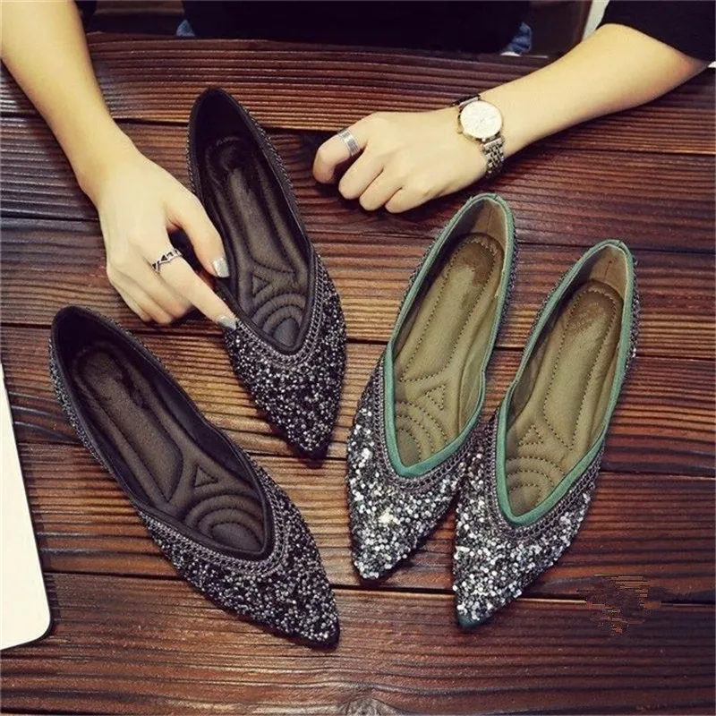

2019 Spring Women Slip On Flat Loafers Pointed Toe Shallow Ballet Flats Shoes Casual Flat Shoes Ballerina Flats Fashionable wom