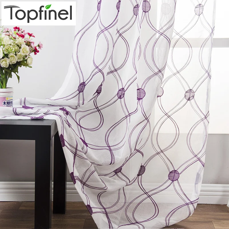 

Topfinel Wave Pattern Embroidered White Sheer Curtains Window Tulle Curtains for Living Room Bedroom Tulle for Kitchen Door