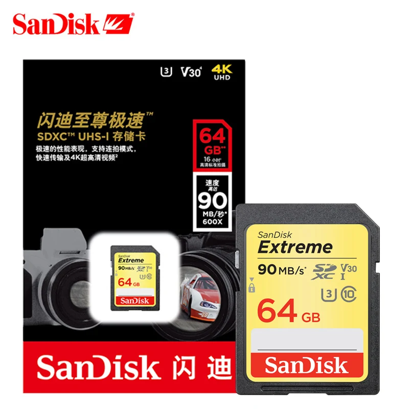 SanDisk Extreme карты памяти sd Card 128 32 gb micro sd карты SDHC/SDXC Class10 C10 U3 V30 sd card 64 gb 90 МБ/с. UHS-I для Камера