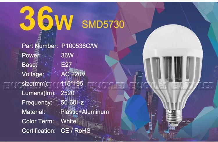 220 В SMD5730 фишек светодиодный прожектор лампа супер-мощность лампы E27 холодный белый лампа 18 Вт 24 Вт 36 вт 50 Вт освещение