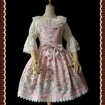 

The Bear Nurse ~ Sweet Lolita JSK Dress Printed Salopette Dress by Infanta